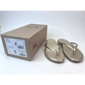 Beek Sunbeam Platinum Gold Leather Thong Flip‎ Flop Sandals Women's Size 8M